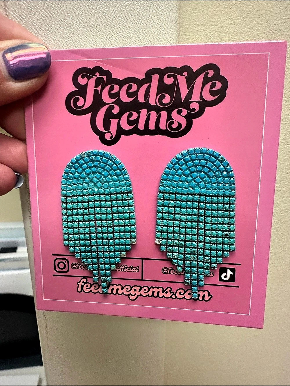 Feed Me Gems Rhinestone Fringe Earrings